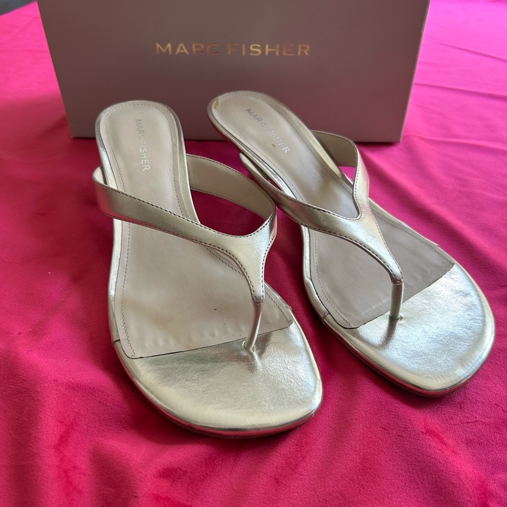 Marc Fisher Gold kitten heel Sandals